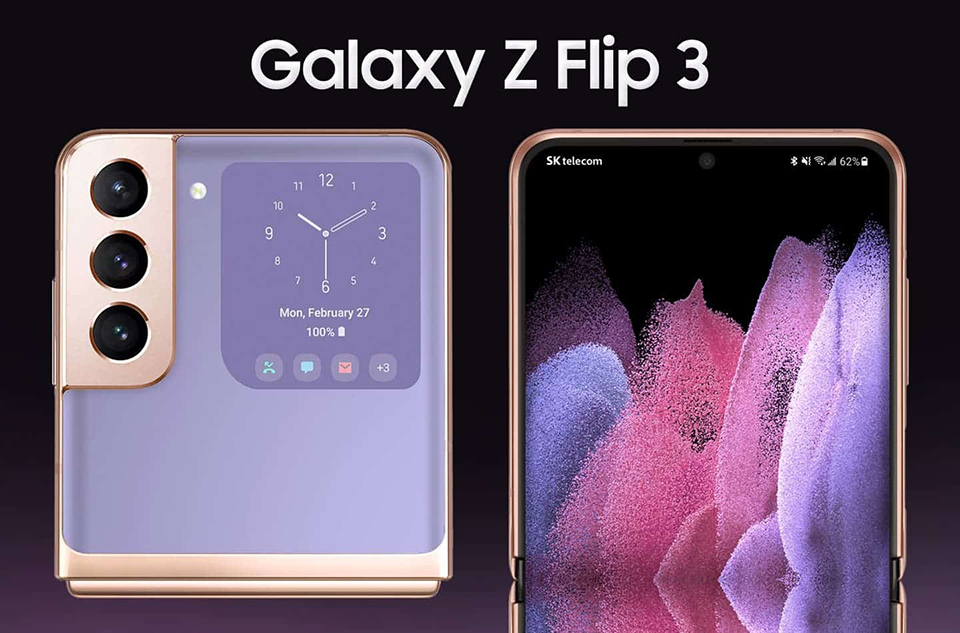 Hình ảnh render Galaxy Z Flip 3 lộ diện với thiết kế đầy lôi cuốn