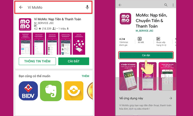 Cách tải MoMo trên điện thoại Android