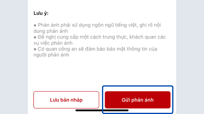 Bước 5 Cách gửi phản ánh vi phạm giao thông bằng ứng dụng VNeTraffic