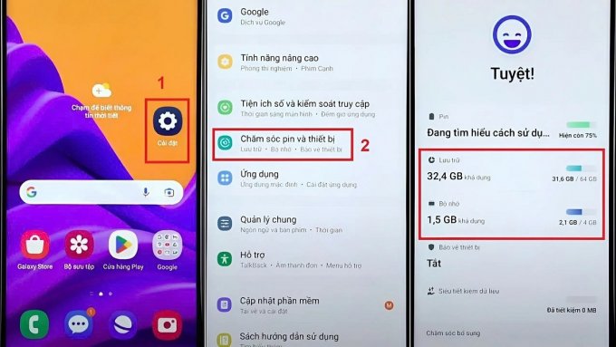 Cách kiểm tra dung lượng điện thoại Samsung