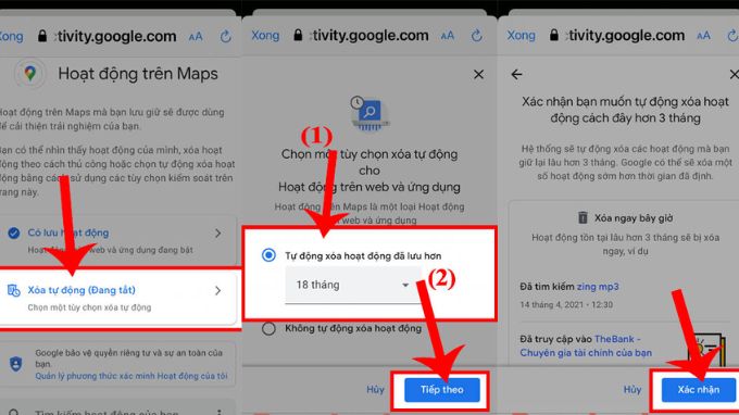 xóa tìm kiếm vị trí trên google maps