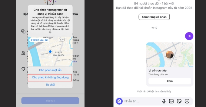 cách gửi vị trí trực tiếp trên Instagram điện thoại cách gửi