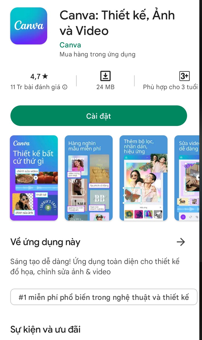 Cách tạo ảnh ghép trên Android bằng Google Photos bước 1 tải canva