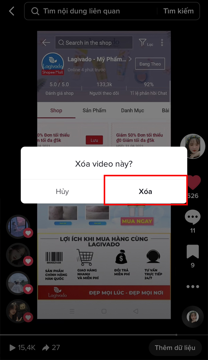 cách xóa video tiktok bước 7 chọn xác nhận