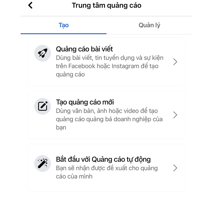 Cách chạy quảng cáo trên Facebook bước 2