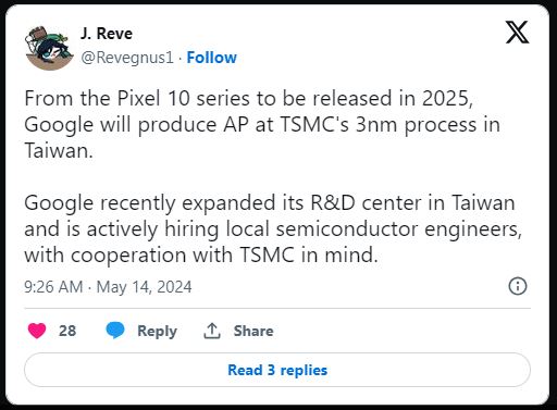 Pixel 10 hướng đến SoC 3nm