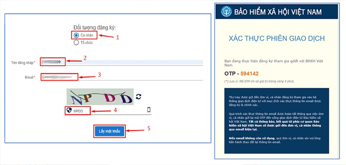 Cách lấy lại mật khẩu VssID bằng cổng dịch vụ công tại lại mật khẩu mới