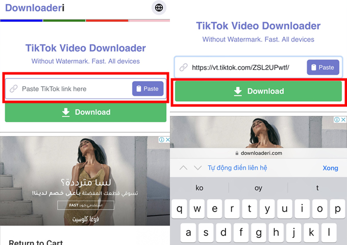 Cách tải video Tiktok không dính logo miễn phí bằng Downloaderi dán link vided cần tải