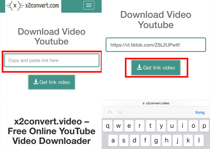 Cách tải video Tiktok không dính logo miễn phí bằng x2convert dán link video cần tải