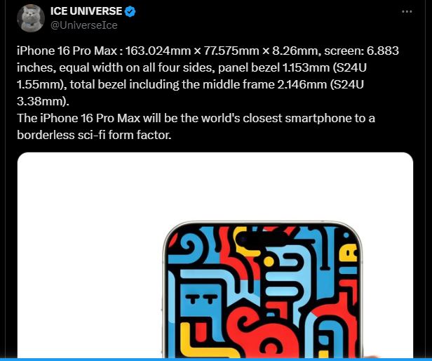 Kích thước iPhone 16 Pro Max là bao nhiêu?