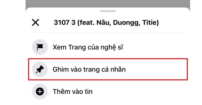 cách chèn nhạc vào tiểu sử Facebook ghim vào trang cá nhân