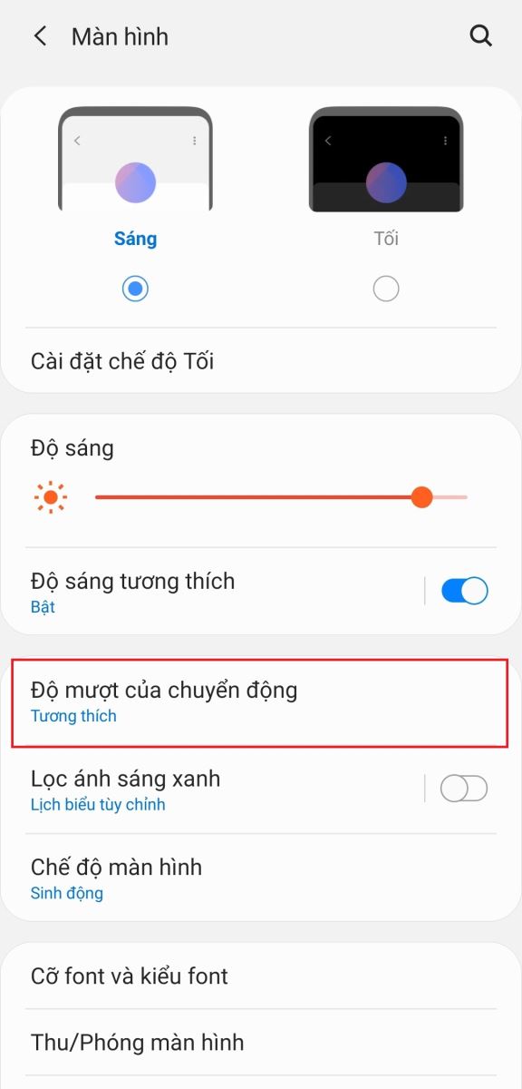 Kích hoạt tình năng màn hình tương thích