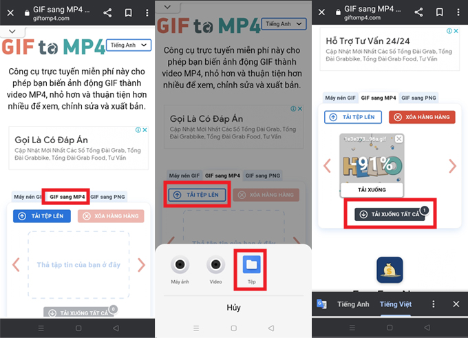 Cách chuyển đổi GIF thành video trên Android bằng trình duyệt GIF to MP4