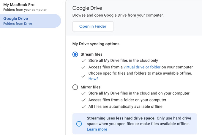 Cách thiết lập và sử dụng Google Drive trên máy Mac tùy chọn đồng bộ hóa