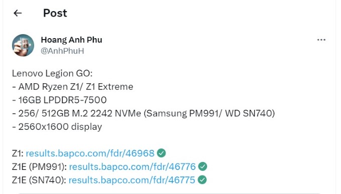 Hiệu suất của APU Ryzen Z1 Extreme