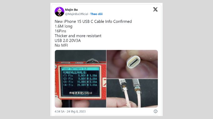 USB-C trên iPhone 15