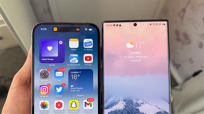 Face ID và cảm biến vân tay trên iPhone 14 Pro Max và Galaxy S22 Ultra