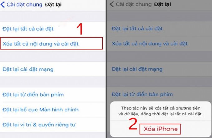 Khôi phục cài đặt gốc trên iPhone