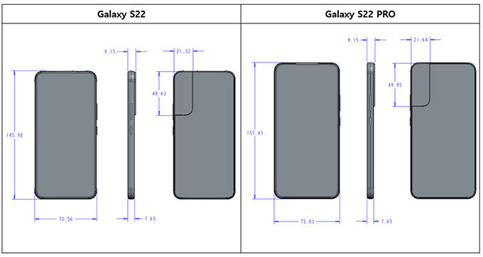 Sơ đồ thiết kế bộ ba Galaxy S22, S22 Plus và S22 Ultra lộ diện