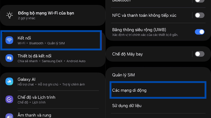 Cách bật 5G trên điện thoại Android