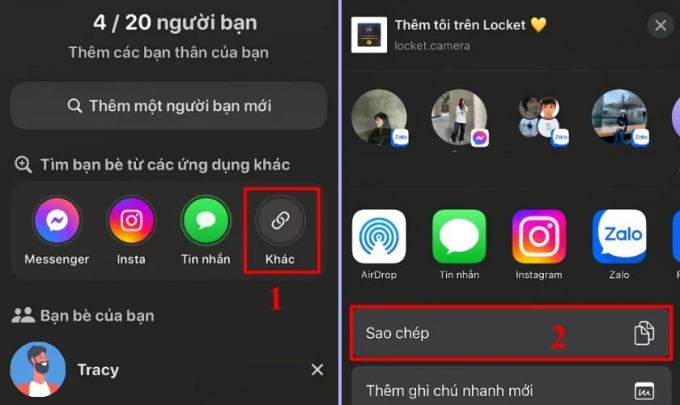 Chọn app bạn muốn chia sẻ link như Messenger, Zalo, hoặc copy link để gửi qua bất cứ đâu mà bạn thích.