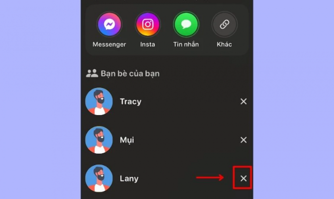Chọn Xóa bạn để xác nhận.