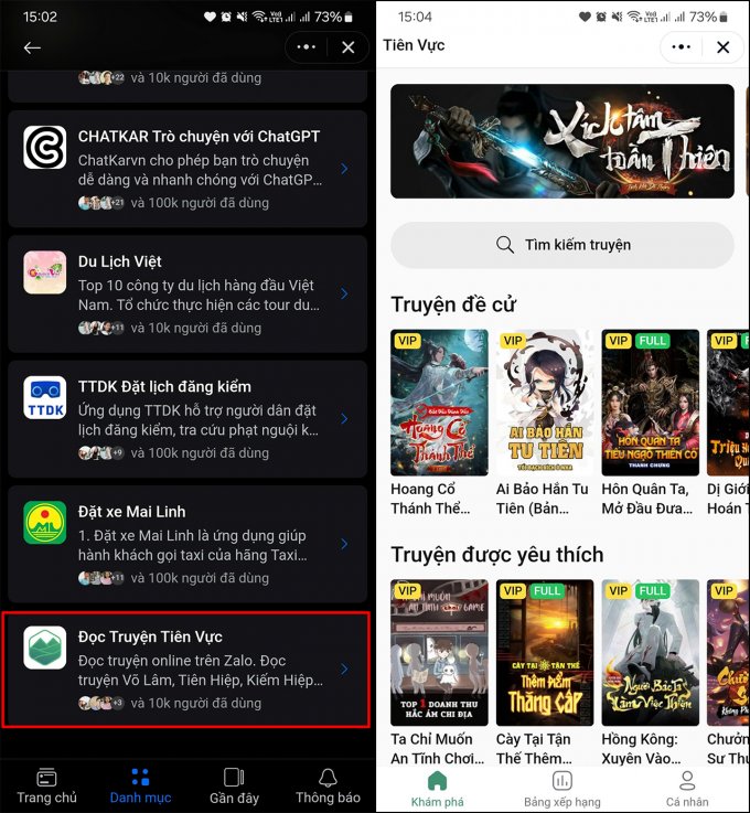 Chọn Mini App