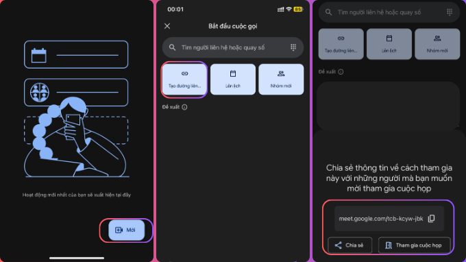 Cách tạo link Google Meet trên điện thoại 