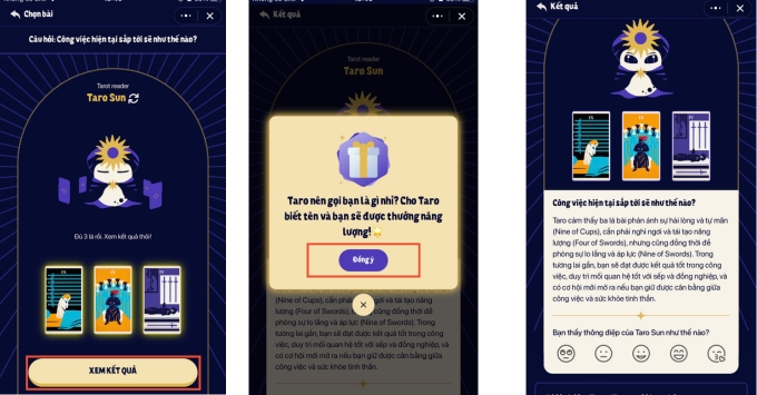 Cách xem Tarot trên Zalo  mini xem kết quả