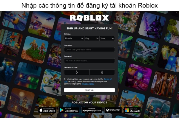 Hướng dẫn tạo tài khoản Roblox