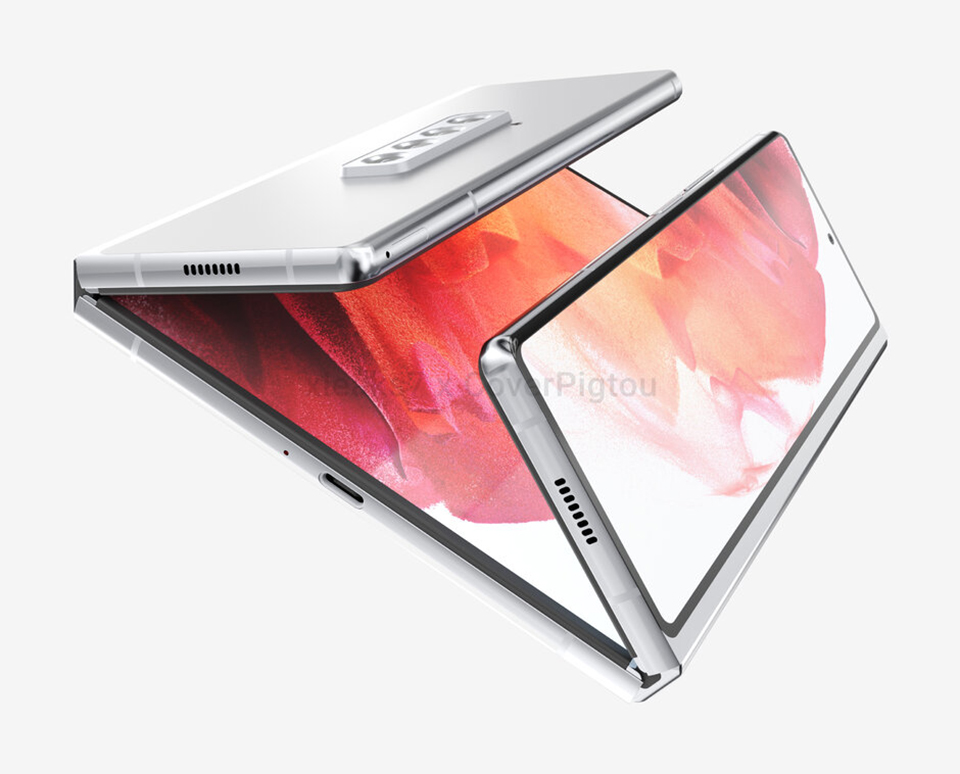 Hình ảnh Render Galaxy Z Fold 3 tiếp tục xuất hiện với màn hình gập 3 độc đáo