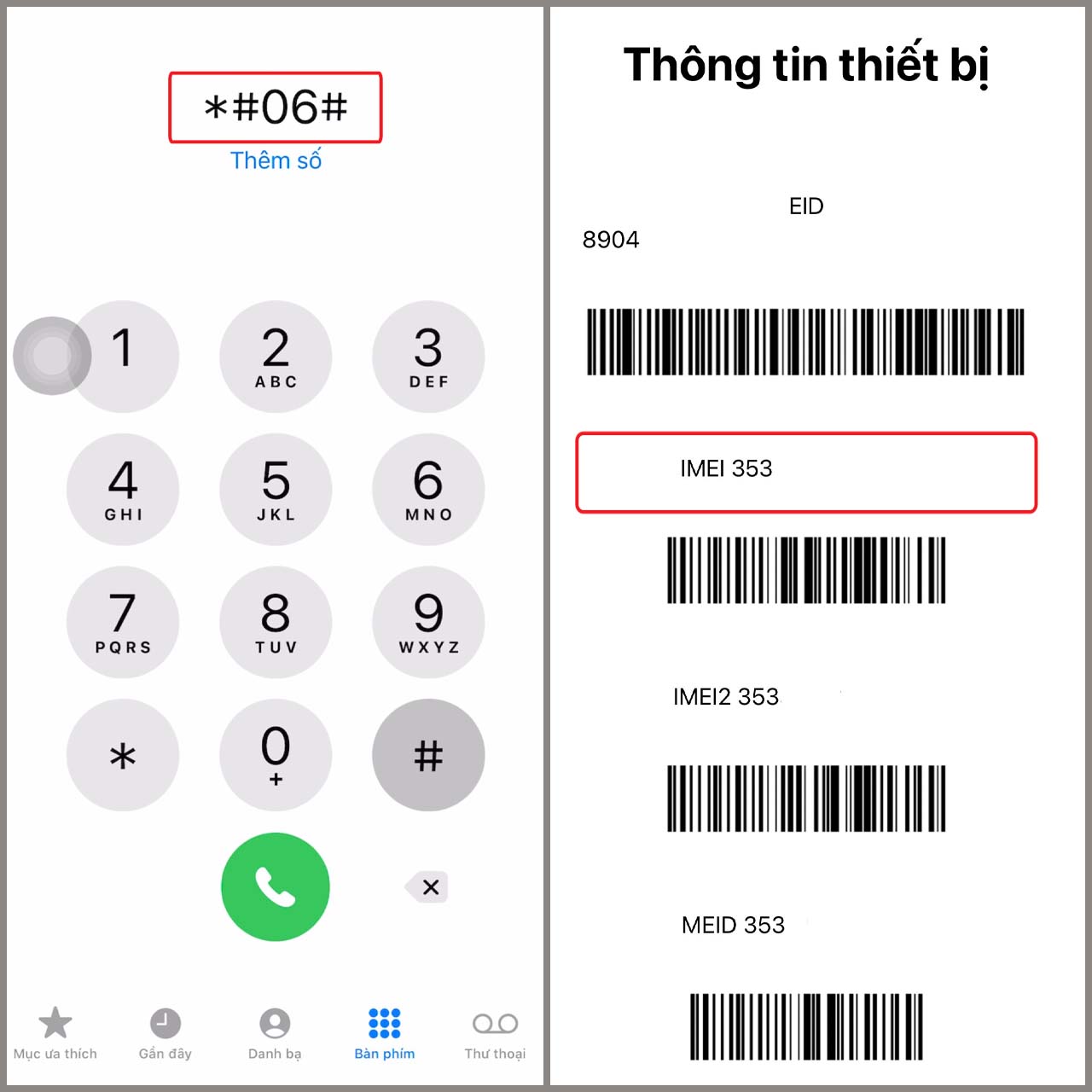 Cách kiểm tra khi iPhone cũ Imei