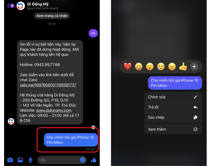 Cách sửa tin nhắn đã gửi trên Messenger bước chỉnh sửa