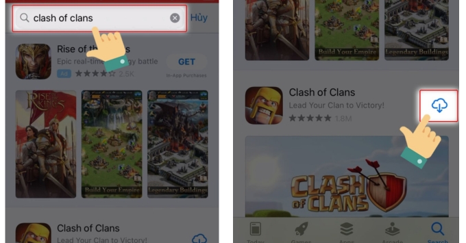 Cài đặt cập nhật, tải Clash of Clans trên iPhone tải ứng dụng