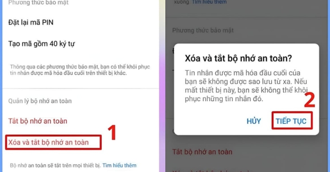 Cách mã hóa đầu cuối trên messenger cài đặt hoàn thành