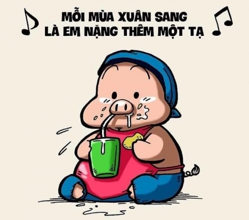 Ảnh meme Tết bạn bè vui ẩm thực