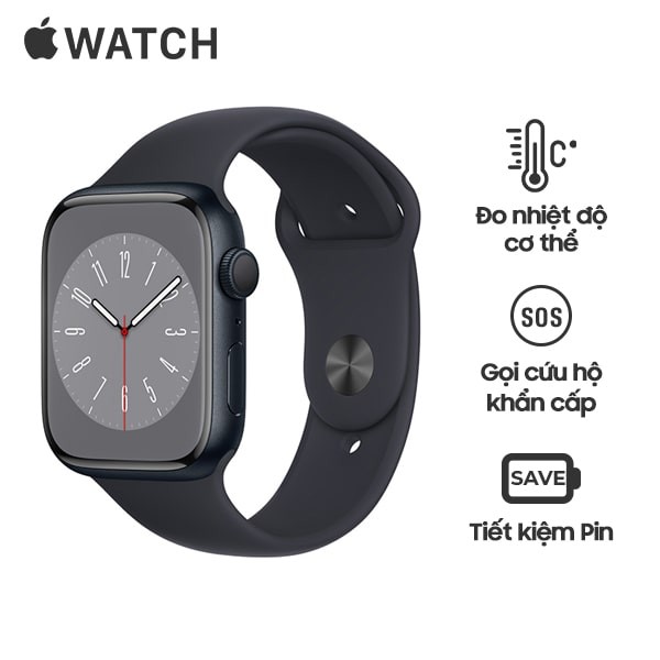 Apple Watch Series 8 41mm (GPS) Viền nhôm dây cao su